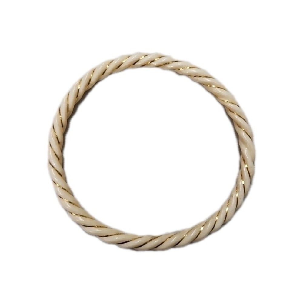 Antique Estate 14KT Yellow Gold Inlay Cream Corrugated Twist Bangle Bracelet